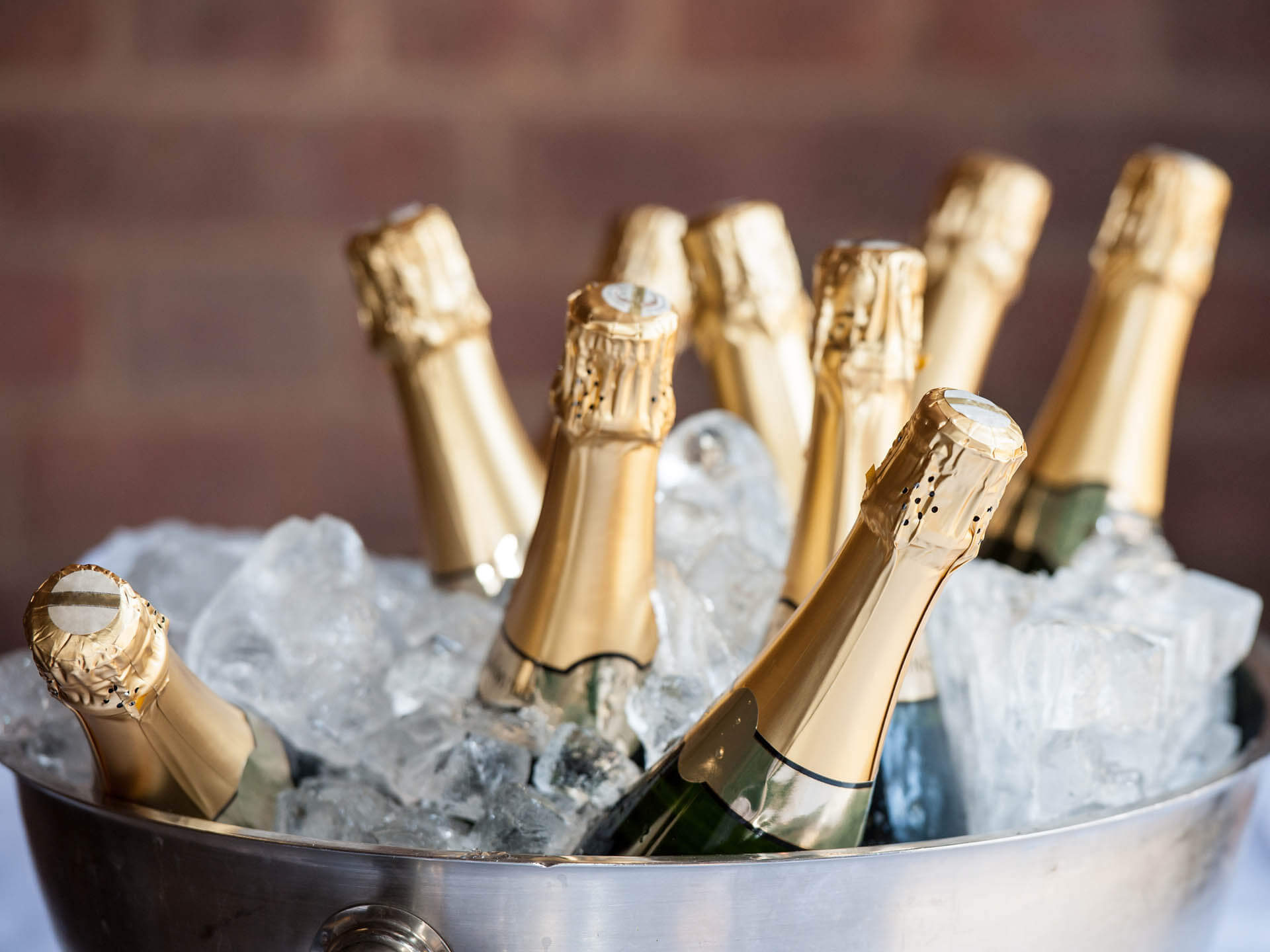 Champagne bottles in ice bucket