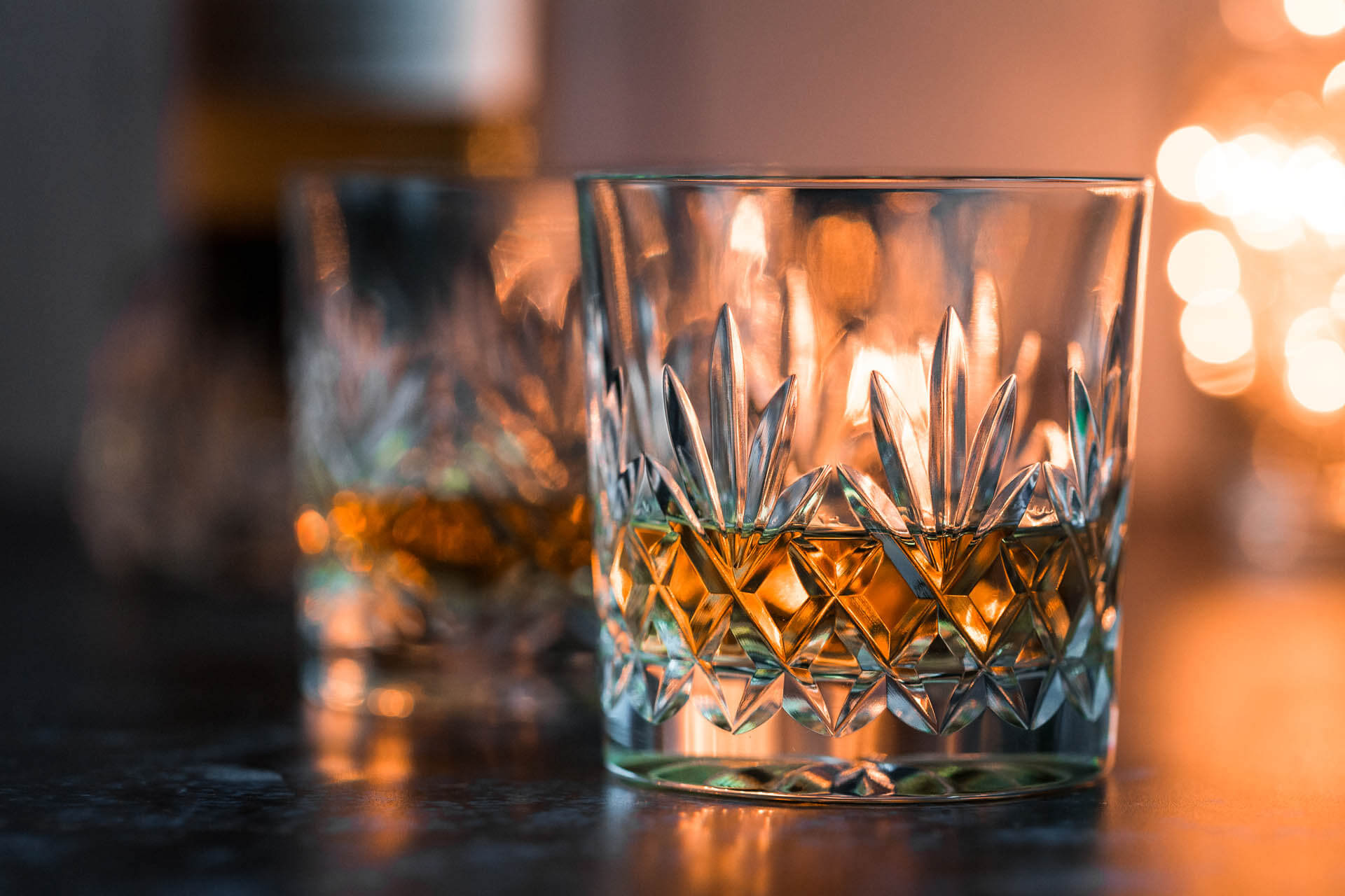 Close up of whisky in glasses